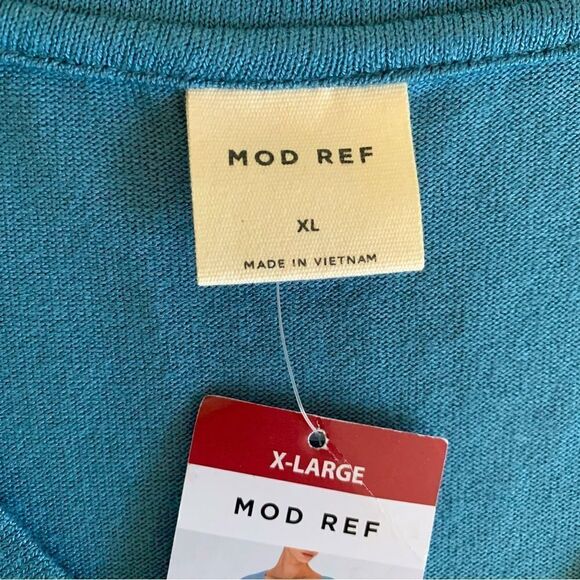 Mod Ref Women’s Contemporary V-Neck Puff Short Sleeve Blue Blouse Size XL NWT - Picture 4 of 6